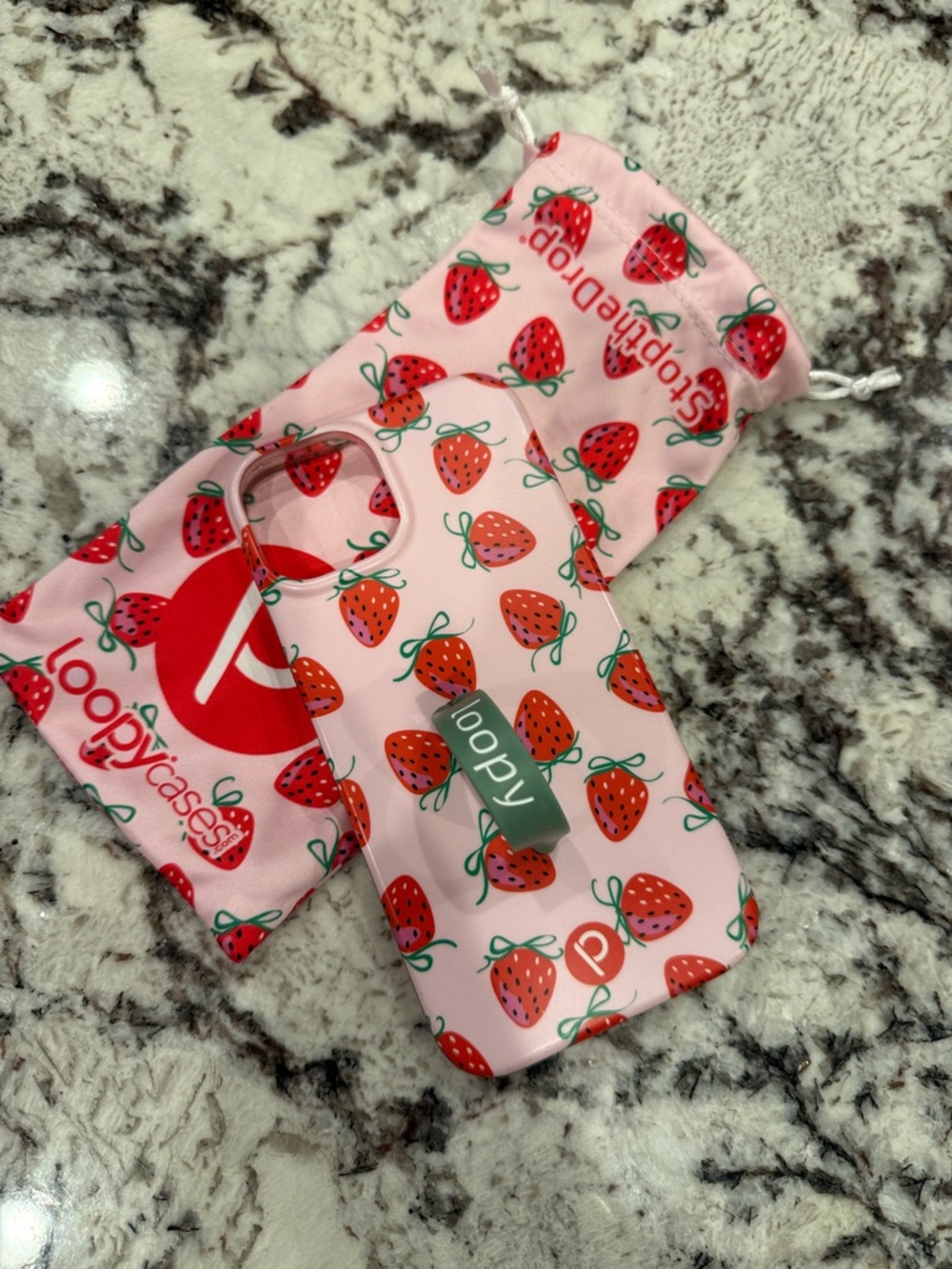 Loopy Case Pink Phone Case with Strawberry Pouch iPhone 13